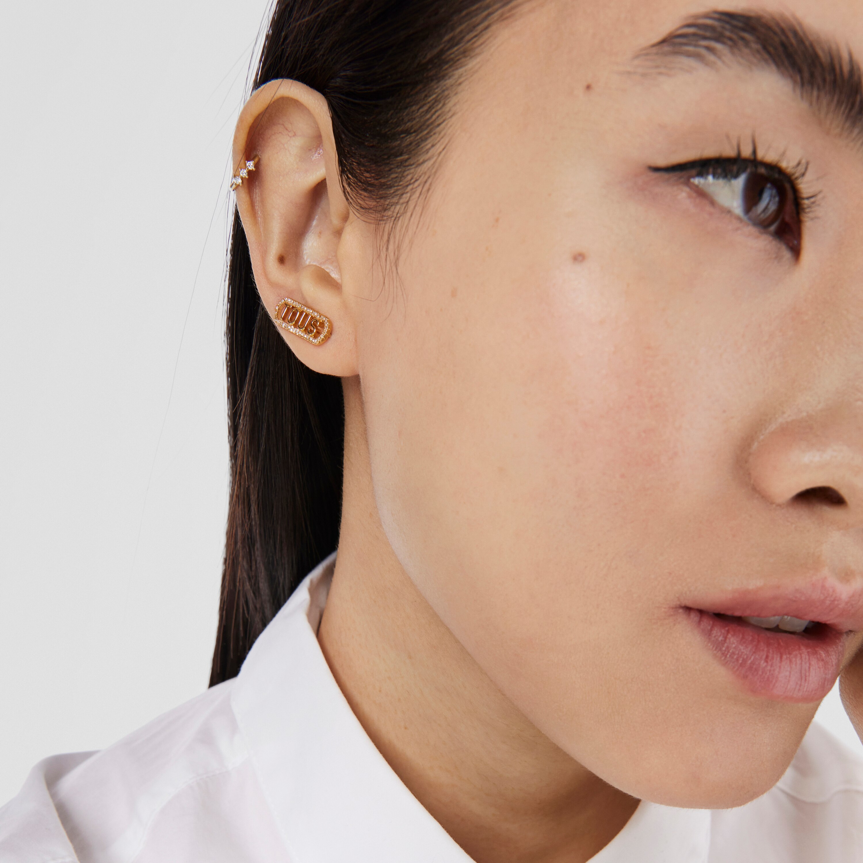 Silver vermeil Climber earrings with diamonds Logo