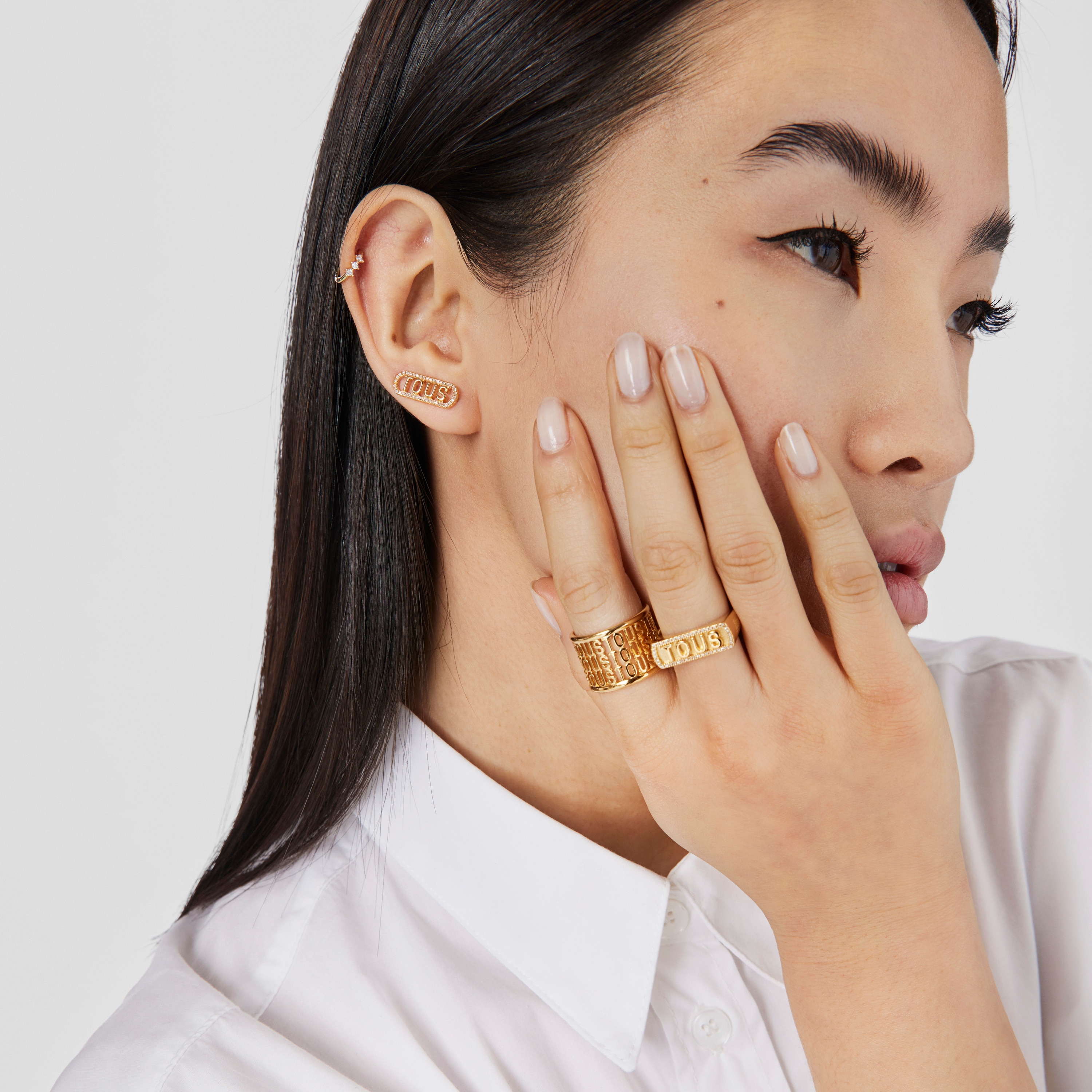 Silver vermeil Climber earrings with diamonds Logo