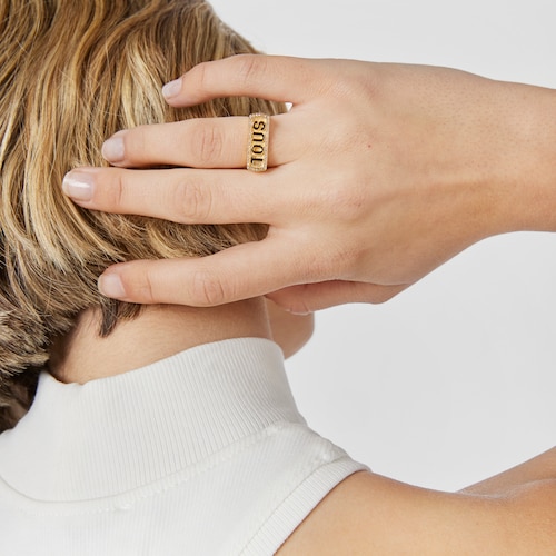 Sello con baño de oro 18 kt sobre plata y diamantes Logo