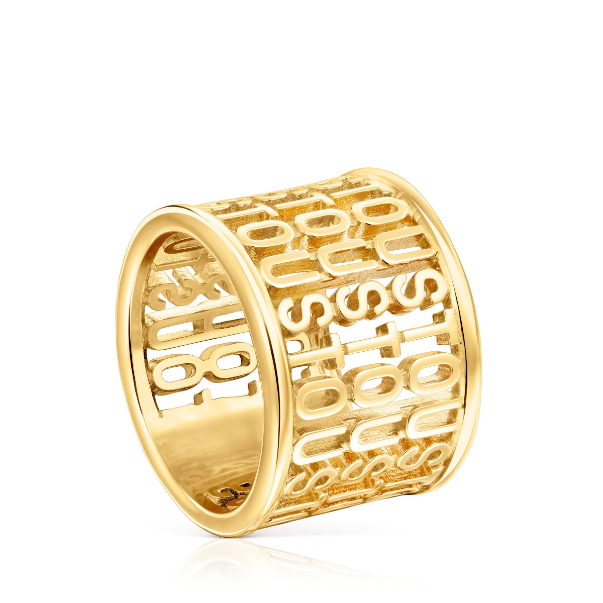 Tous - Anillo Ancho De Plata Vermeil Logo Talla 21