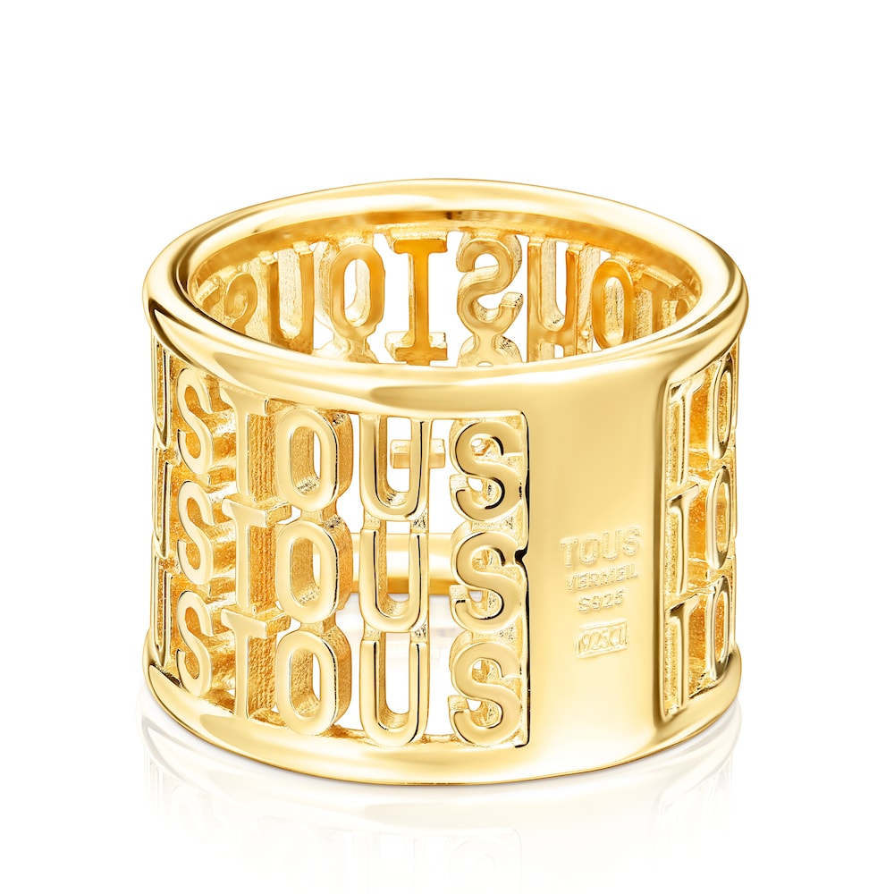 Anillo ancho de plata vermeil Logo Anillo ancho de plata vermeil Logo