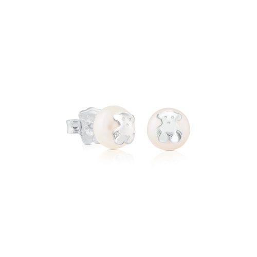 Silver TOUS Bear Earrings with Pearl