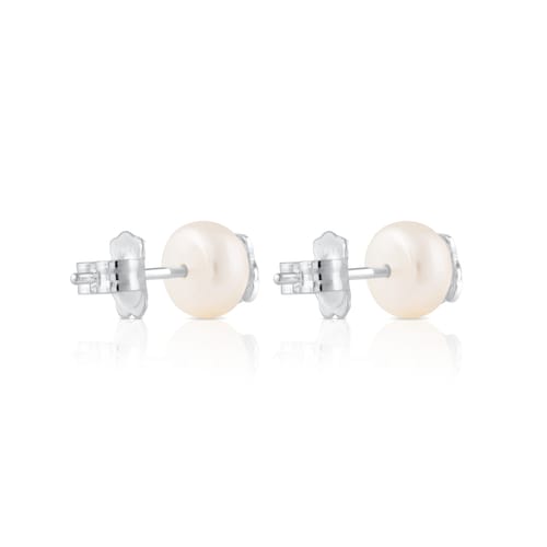 Silver TOUS Bear Earrings with Pearl