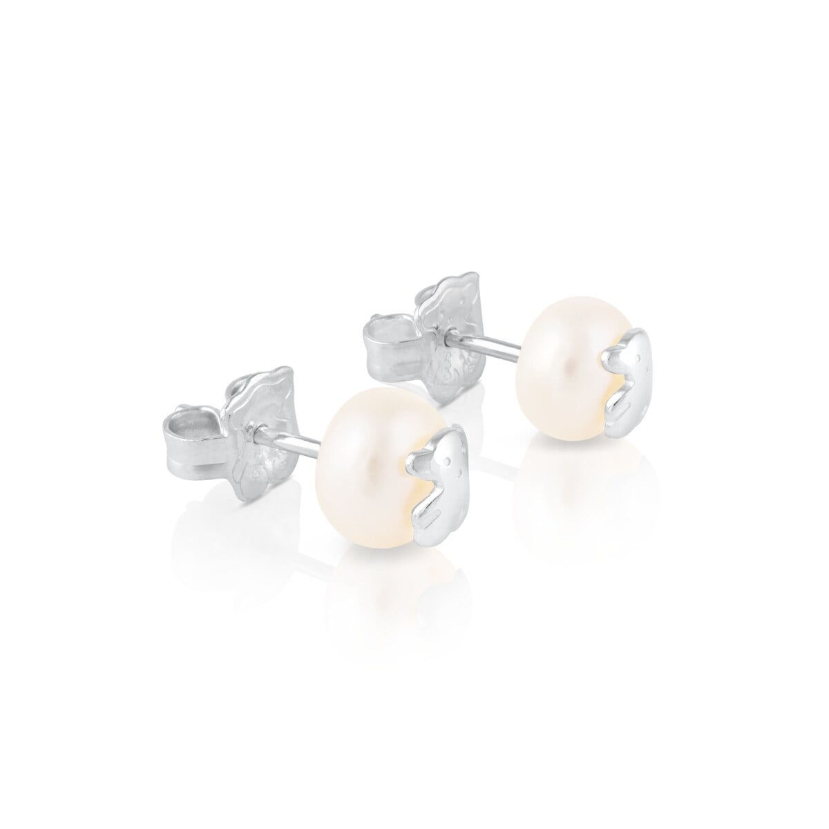 Silver TOUS Bear Earrings with Pearl