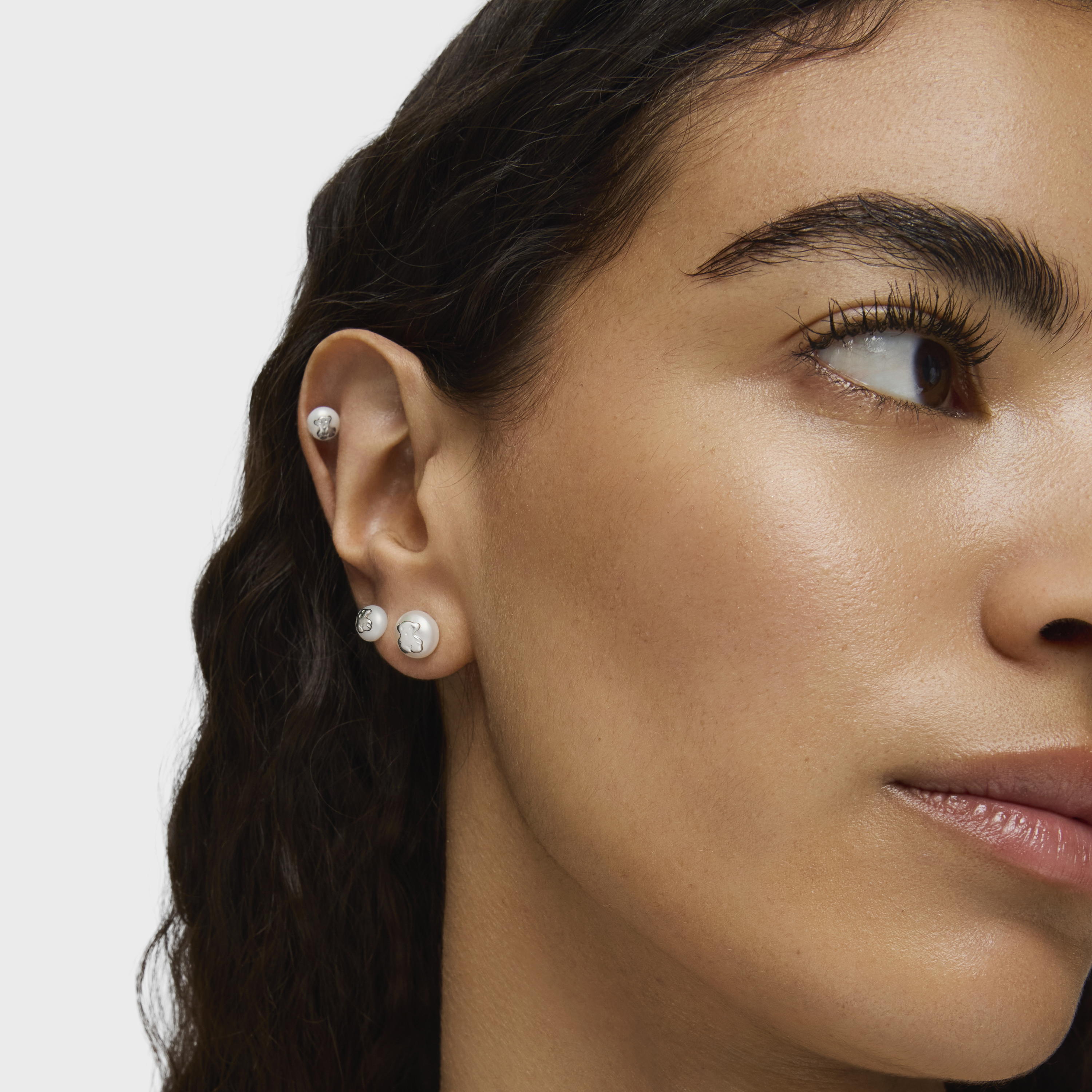 Silver TOUS Bear Earrings with pearls