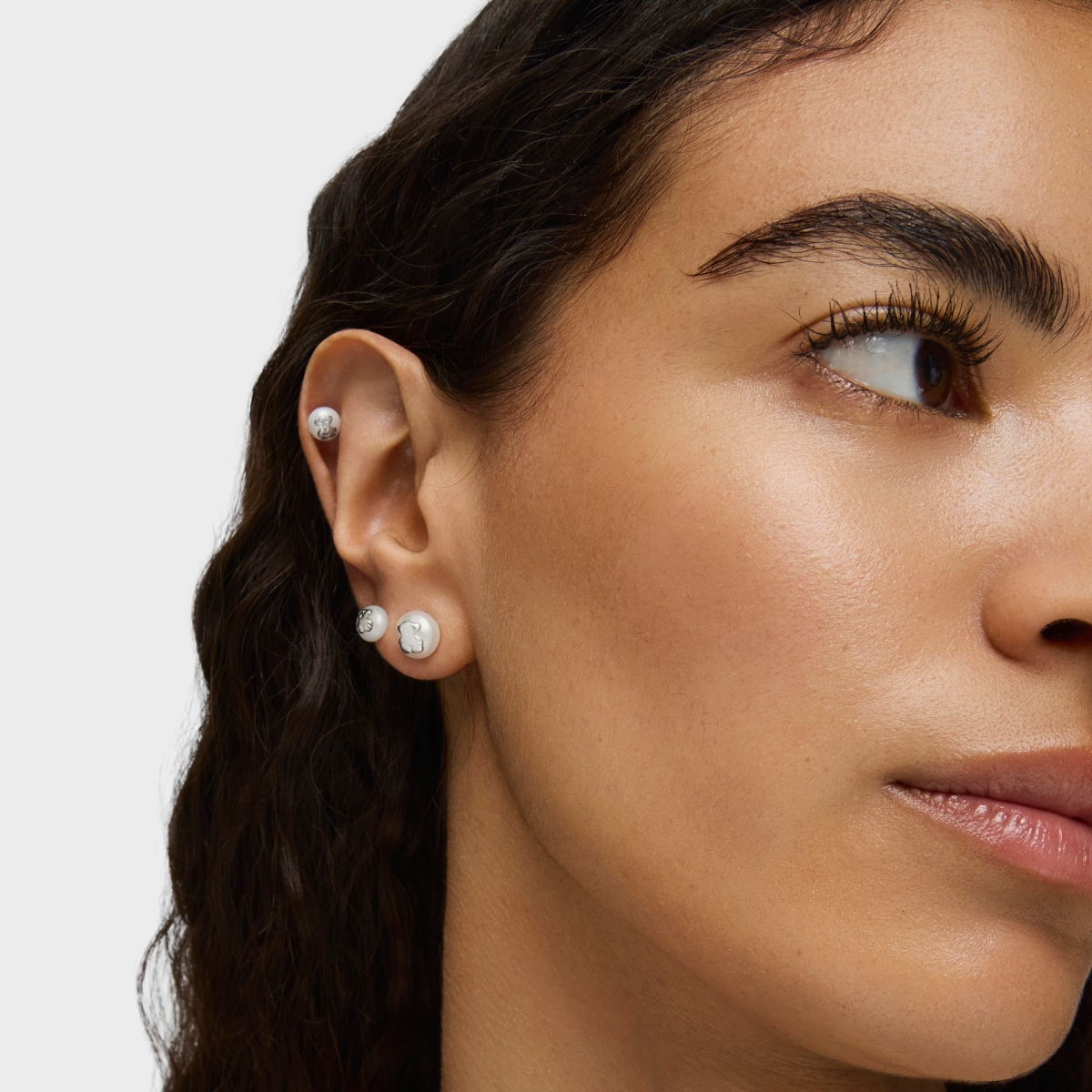 Silver TOUS Bear Earrings with Pearl