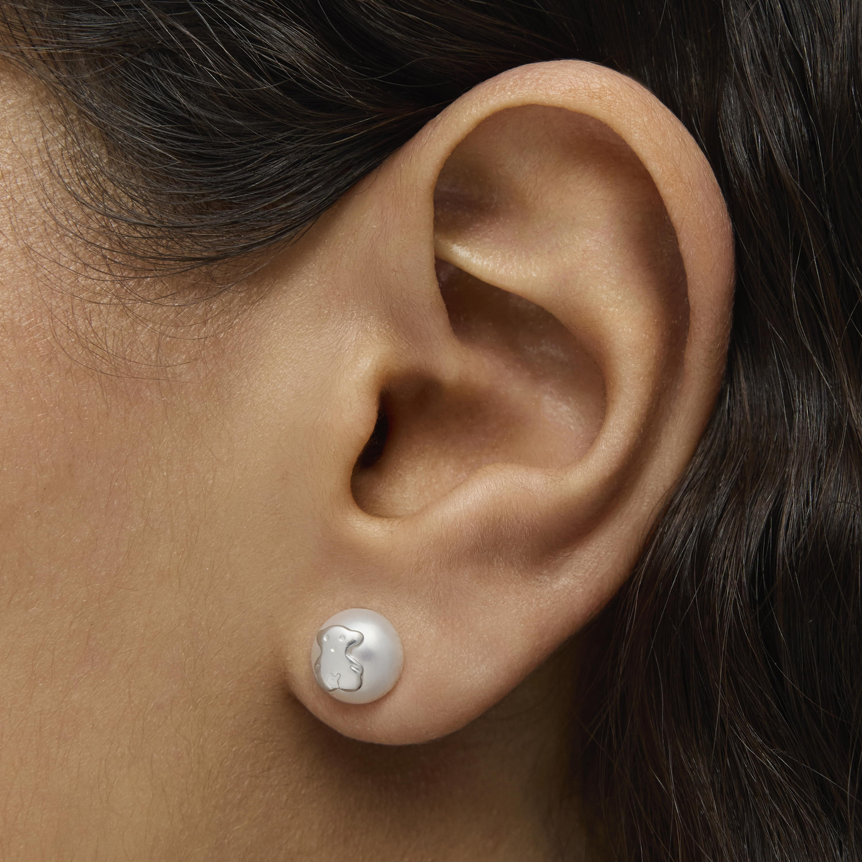 Silver TOUS Bear Earrings with pearls