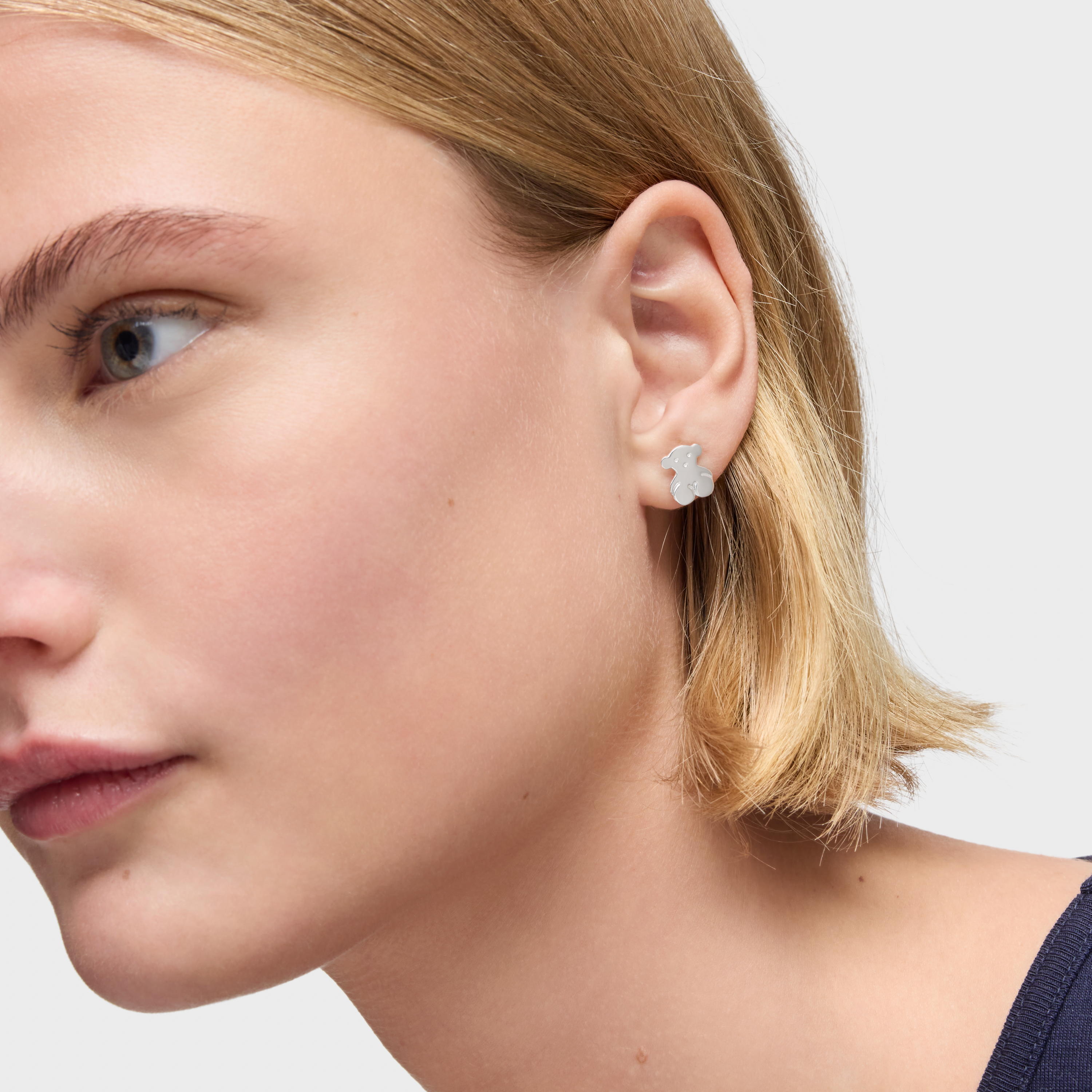 Silver TOUS Bear Earrings 1cm.
