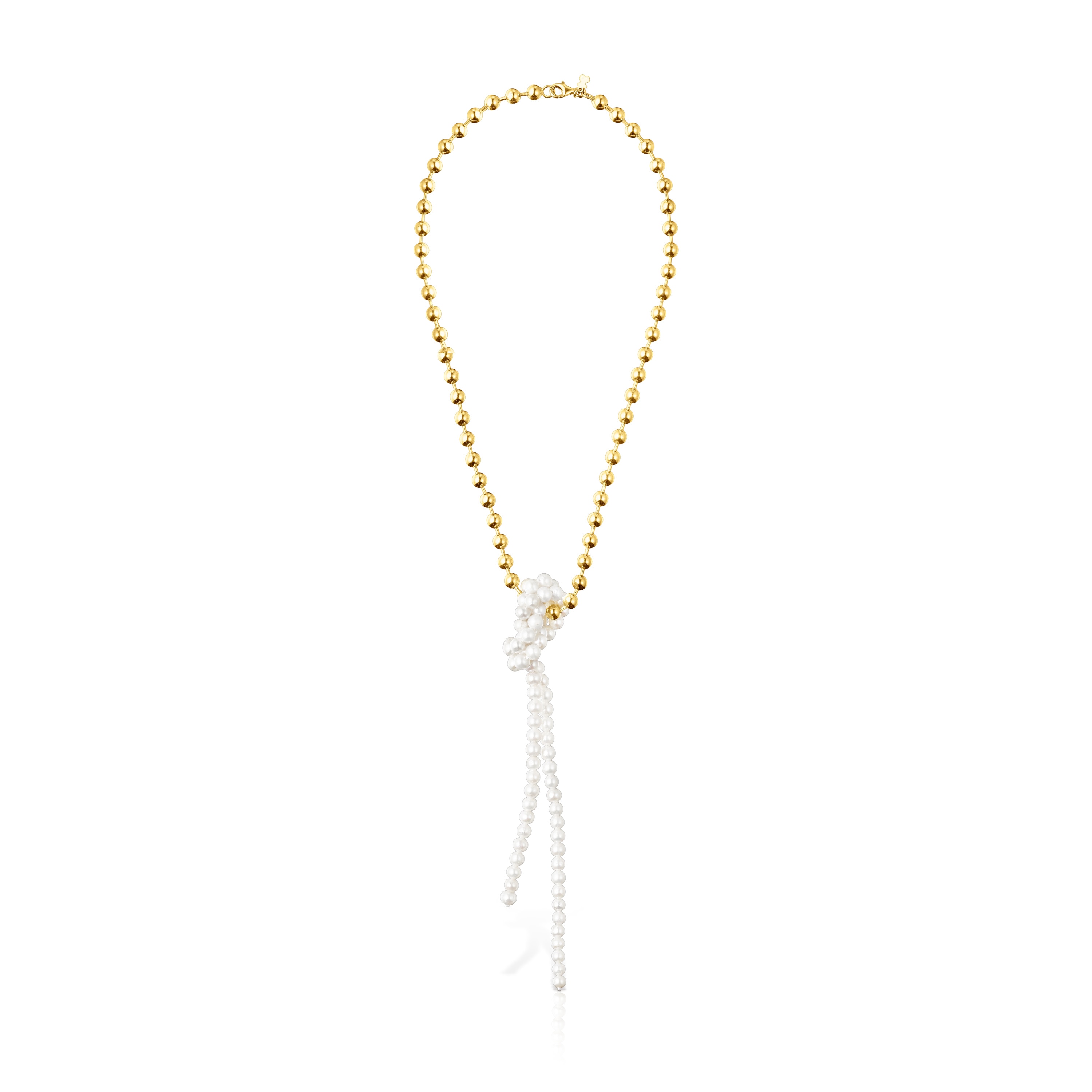Silver vermeil Gloss Necklace with cultured pearls