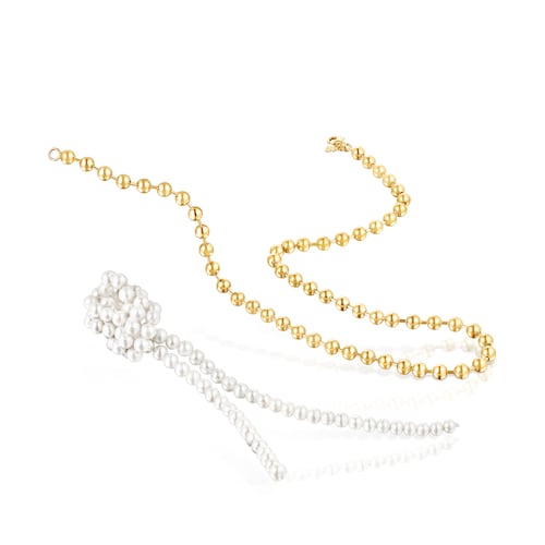 Silver vermeil Gloss Necklace with cultured pearls