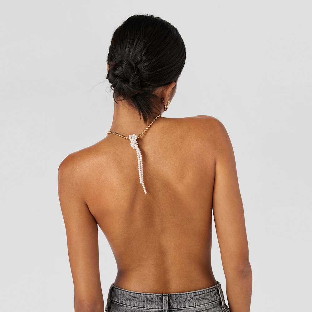 Silver vermeil Gloss Necklace with cultured pearls