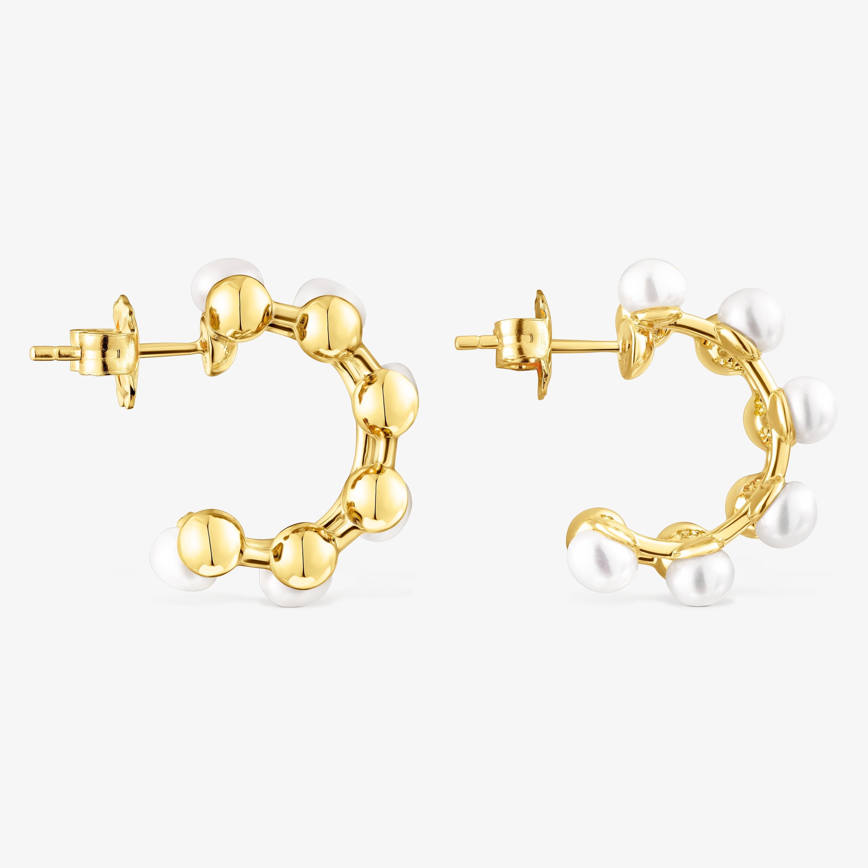 Silver vermeil Gloss Double earrings with cultured pearls