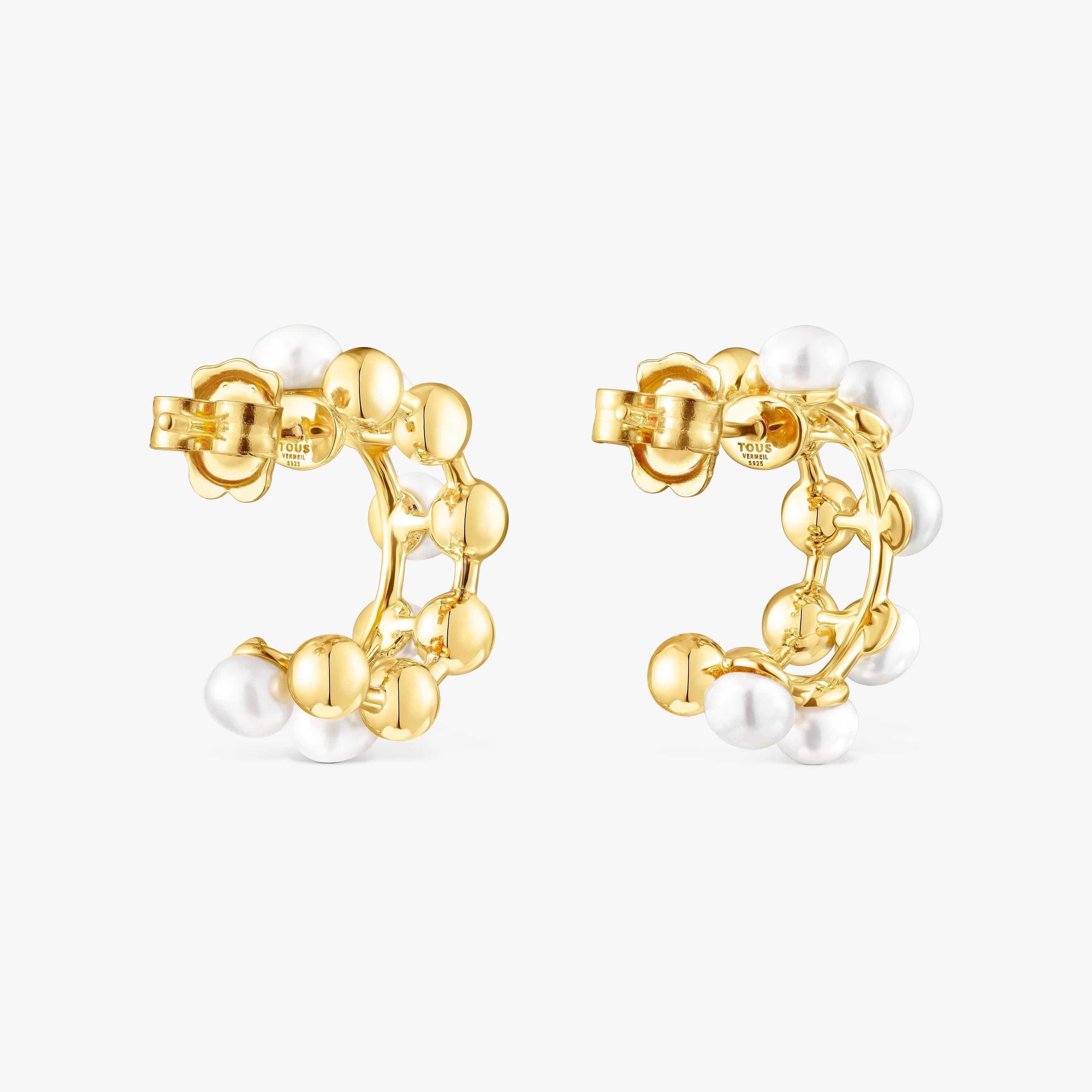 Silver vermeil Gloss Double earrings with cultured pearls