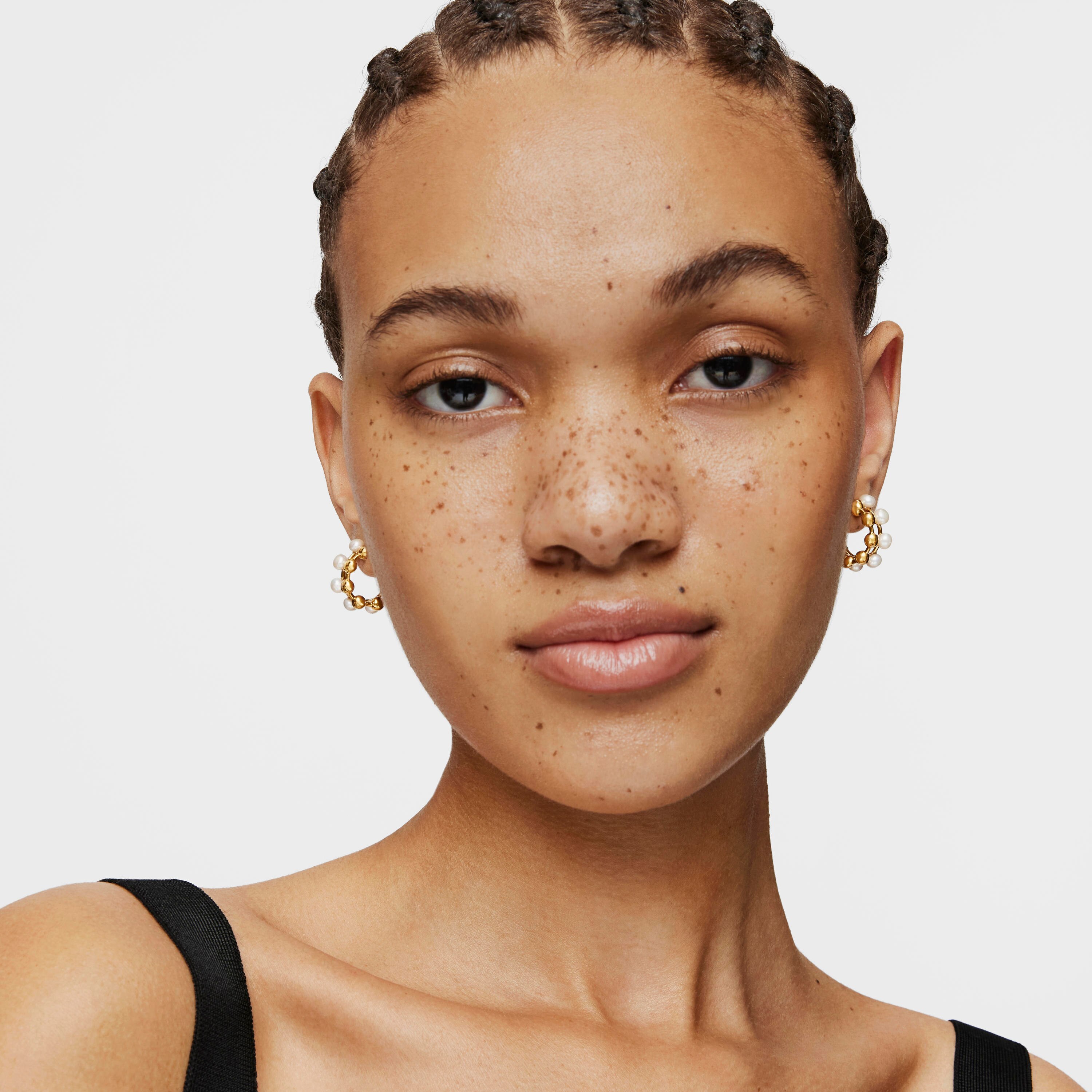 Silver vermeil Gloss Double earrings with cultured pearls