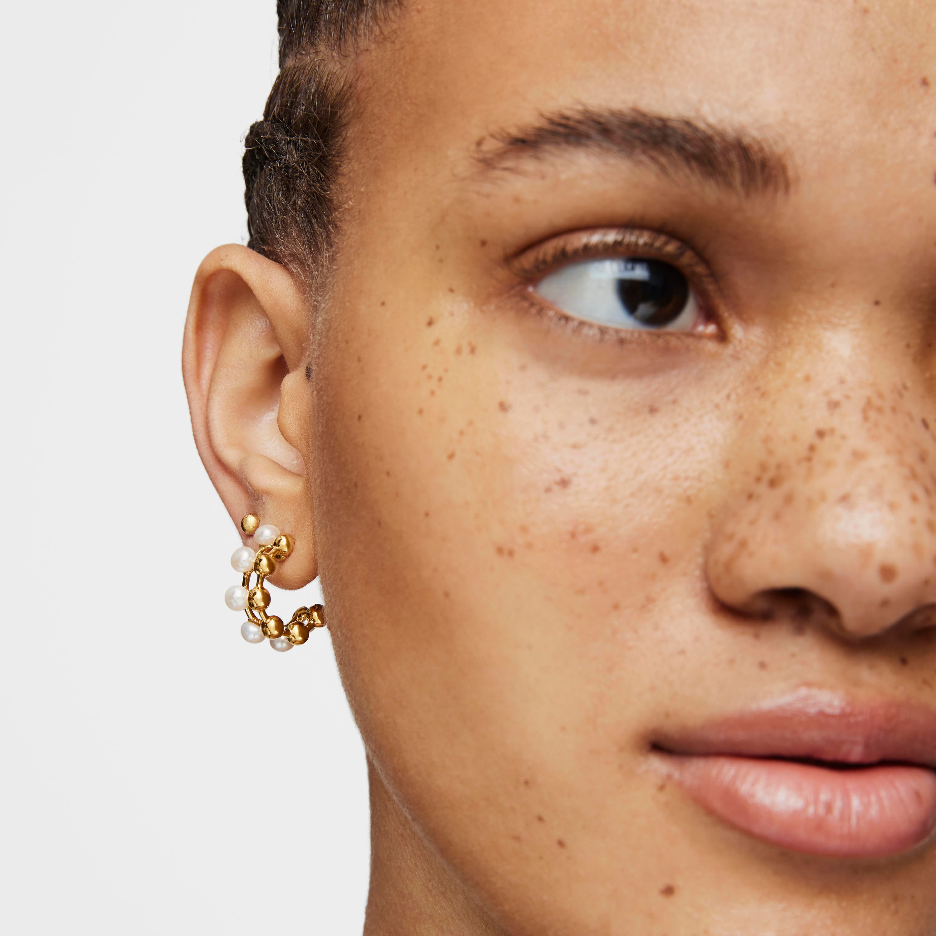 Silver vermeil Gloss Double earrings with cultured pearls