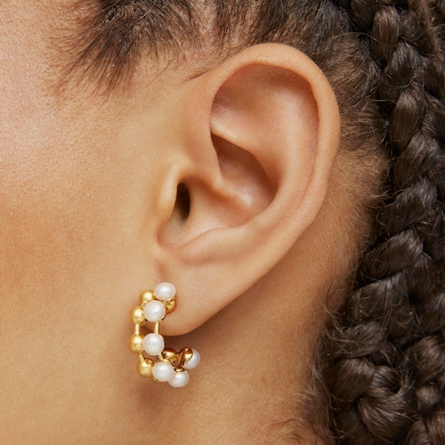 Silver vermeil Gloss Double earrings with cultured pearls
