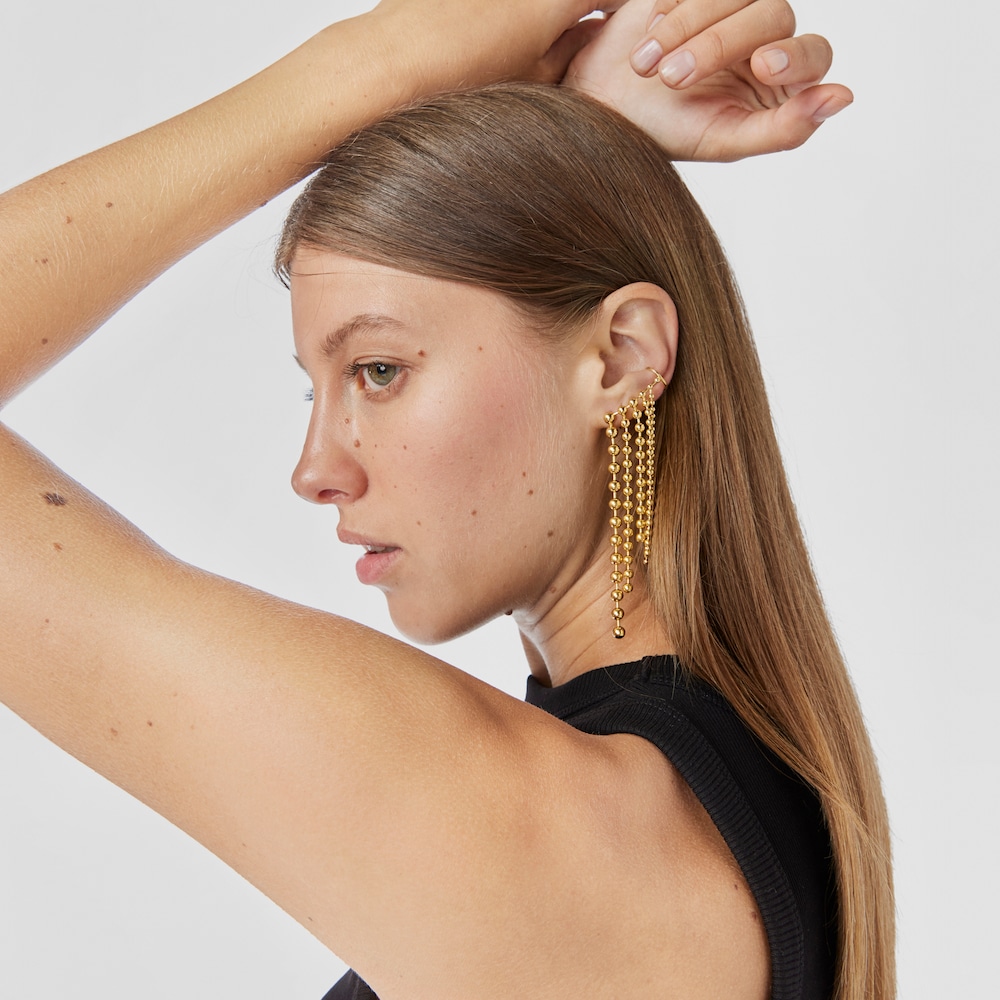 Silver vermeil Gloss Earcuff with five chains
