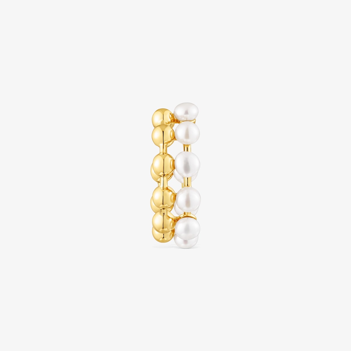 Tous - Earcuff Doble Con Baño De Oro 18 Kt Sobre Plata Y Perlas Cultivadas Gloss - Blanco