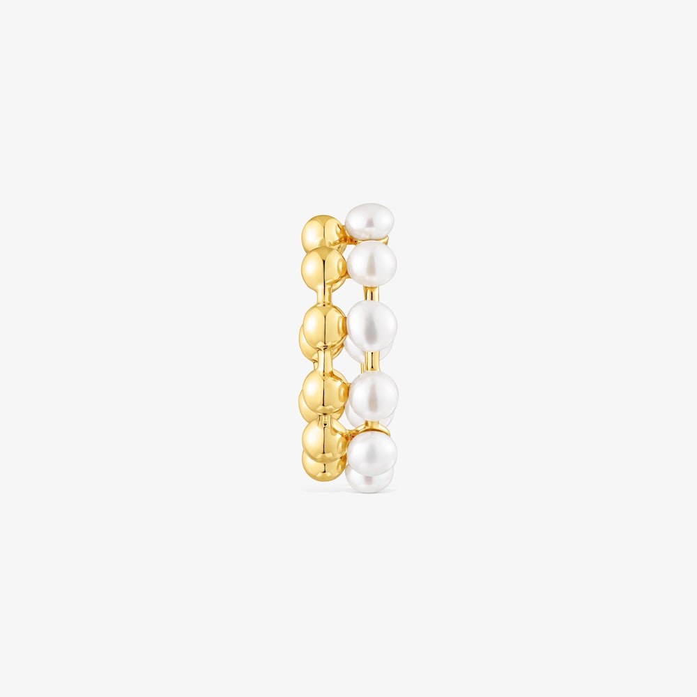 Silver vermeil Gloss Double earcuff with cultured pearls