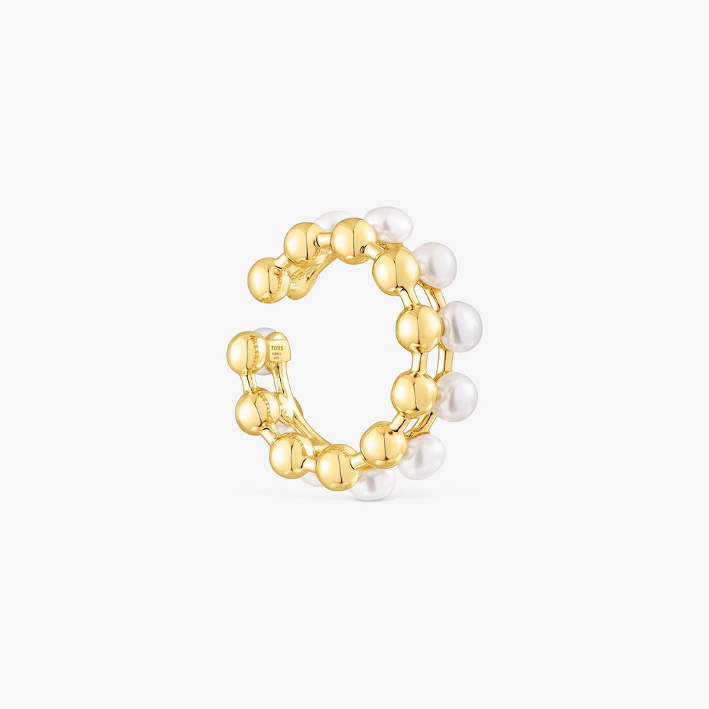 Silver vermeil Gloss Double earcuff with cultured pearls