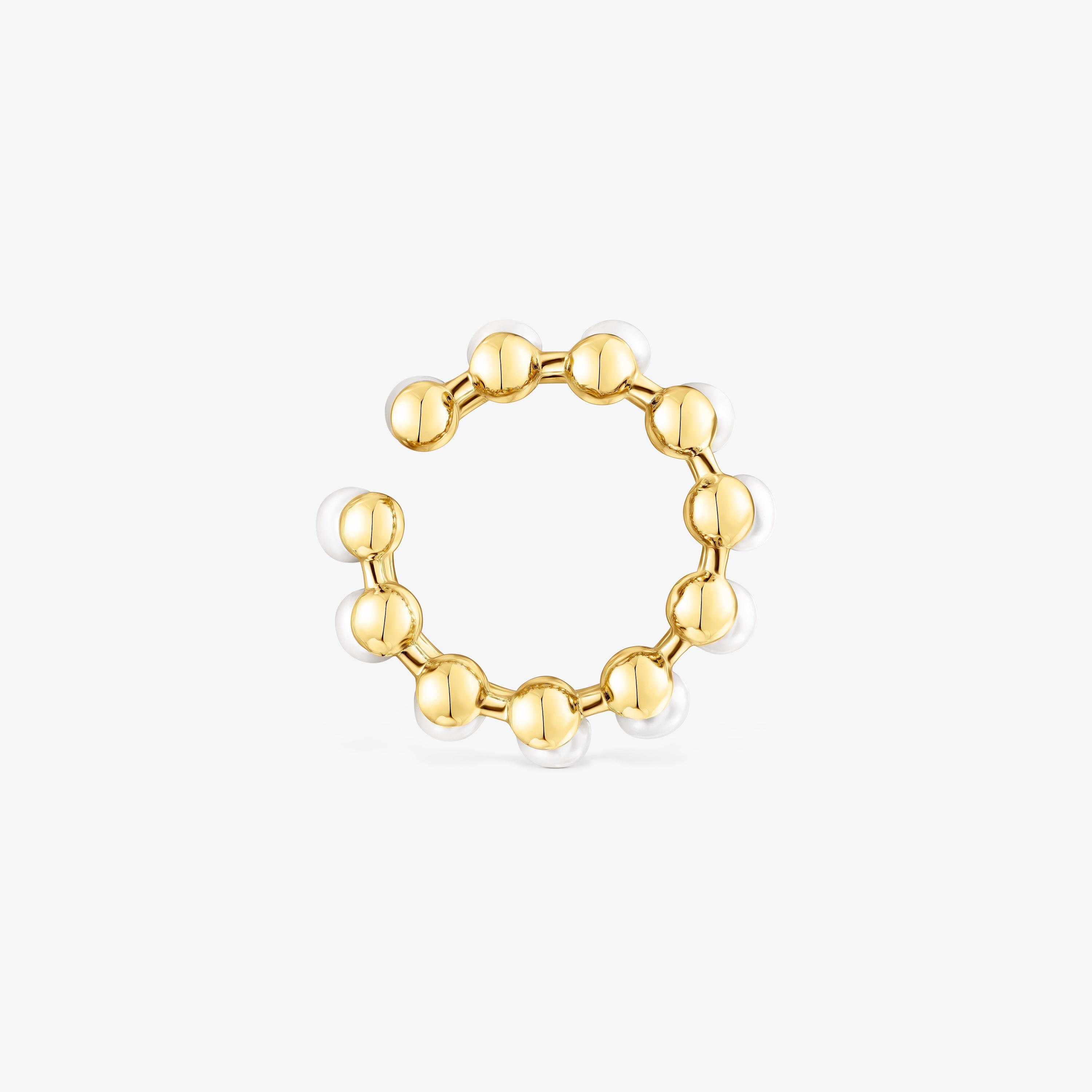 Silver vermeil Gloss Double earcuff with cultured pearls