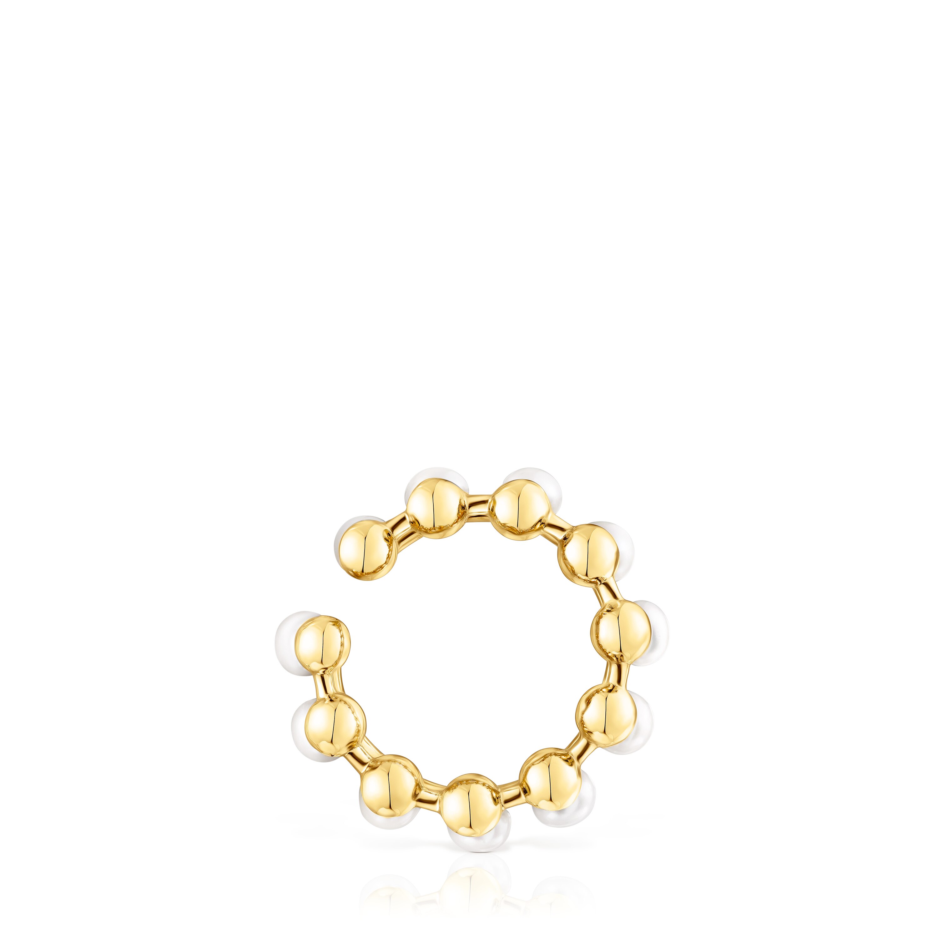 Silver vermeil Gloss Double earcuff with cultured pearls