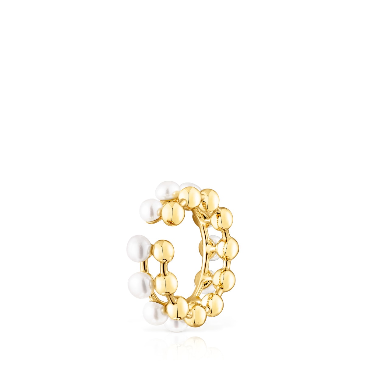 Silver vermeil Gloss Double earcuff with cultured pearls