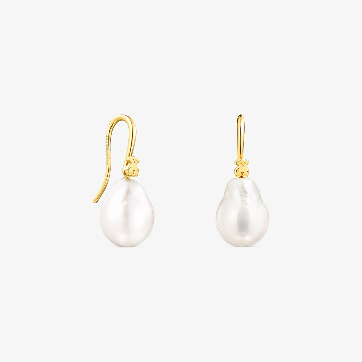 Tous - Pendientes Gota Con Baño De Oro 18 Kt Sobre Plata Y Perla Gloss - Blanco