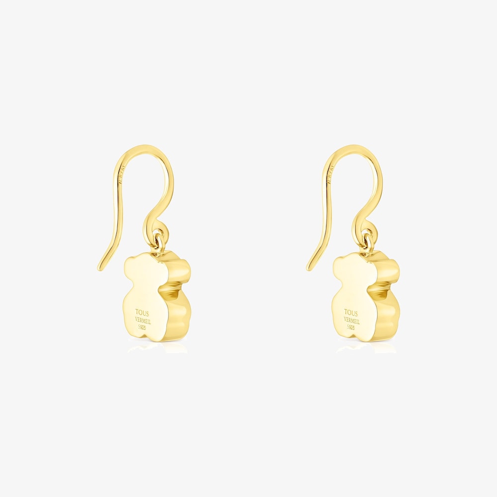 Pendientes con ba&ntilde;o de oro 18 kt sobre plata y gemas Areia