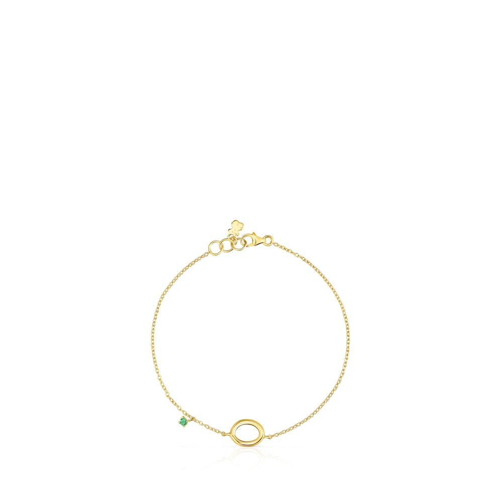 Pulsera de oro con c&iacute;rculo y gema tsavorita TOUS Hav