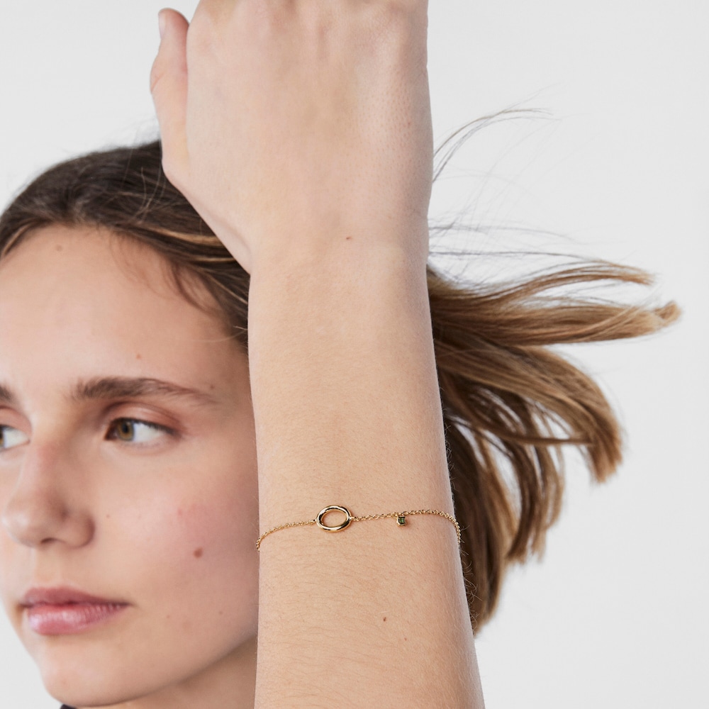 Pulsera de oro con c&iacute;rculo y gema tsavorita TOUS Hav