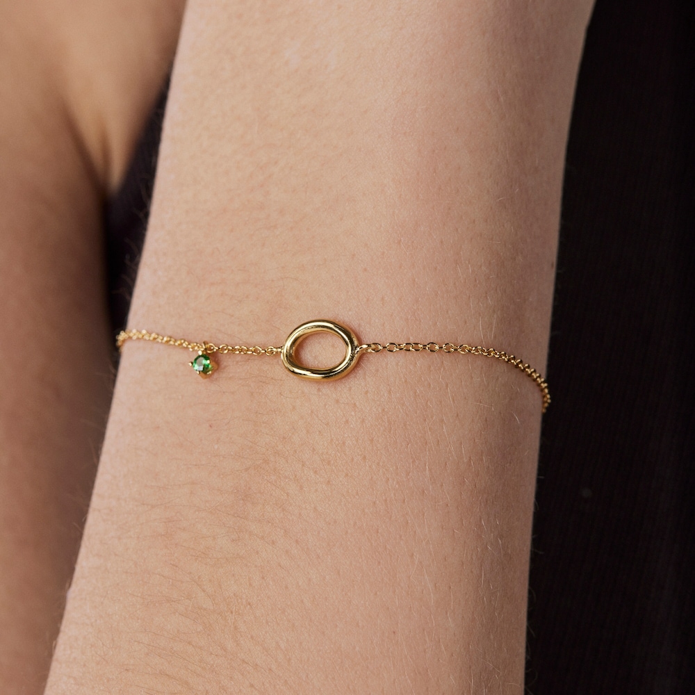 Pulsera de oro con c&iacute;rculo y gema tsavorita TOUS Hav