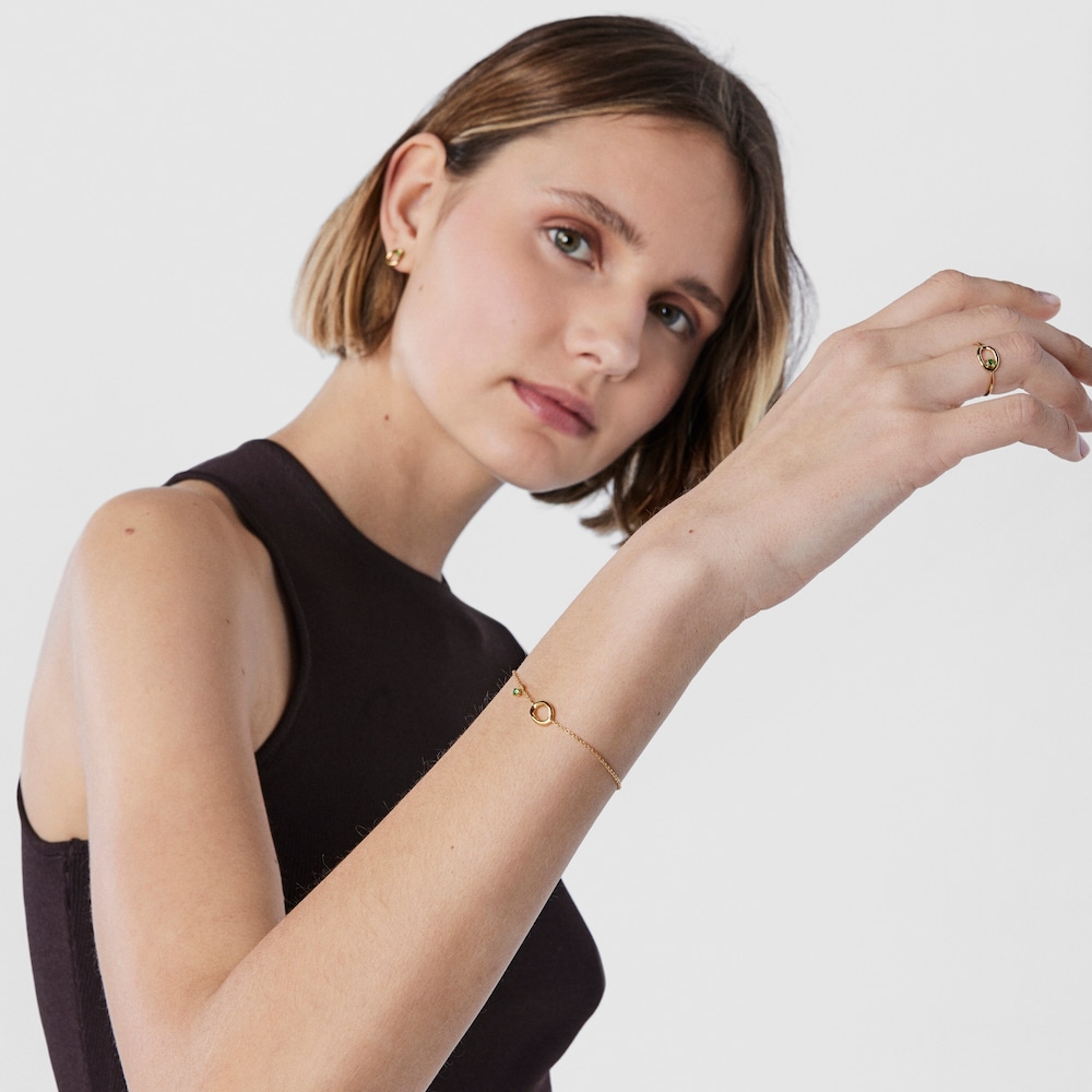 Pulsera de oro con c&iacute;rculo y gema tsavorita TOUS Hav