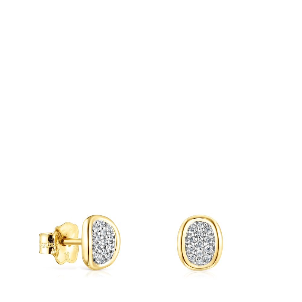 TOUS Hav oval earrings in gold with diamonds