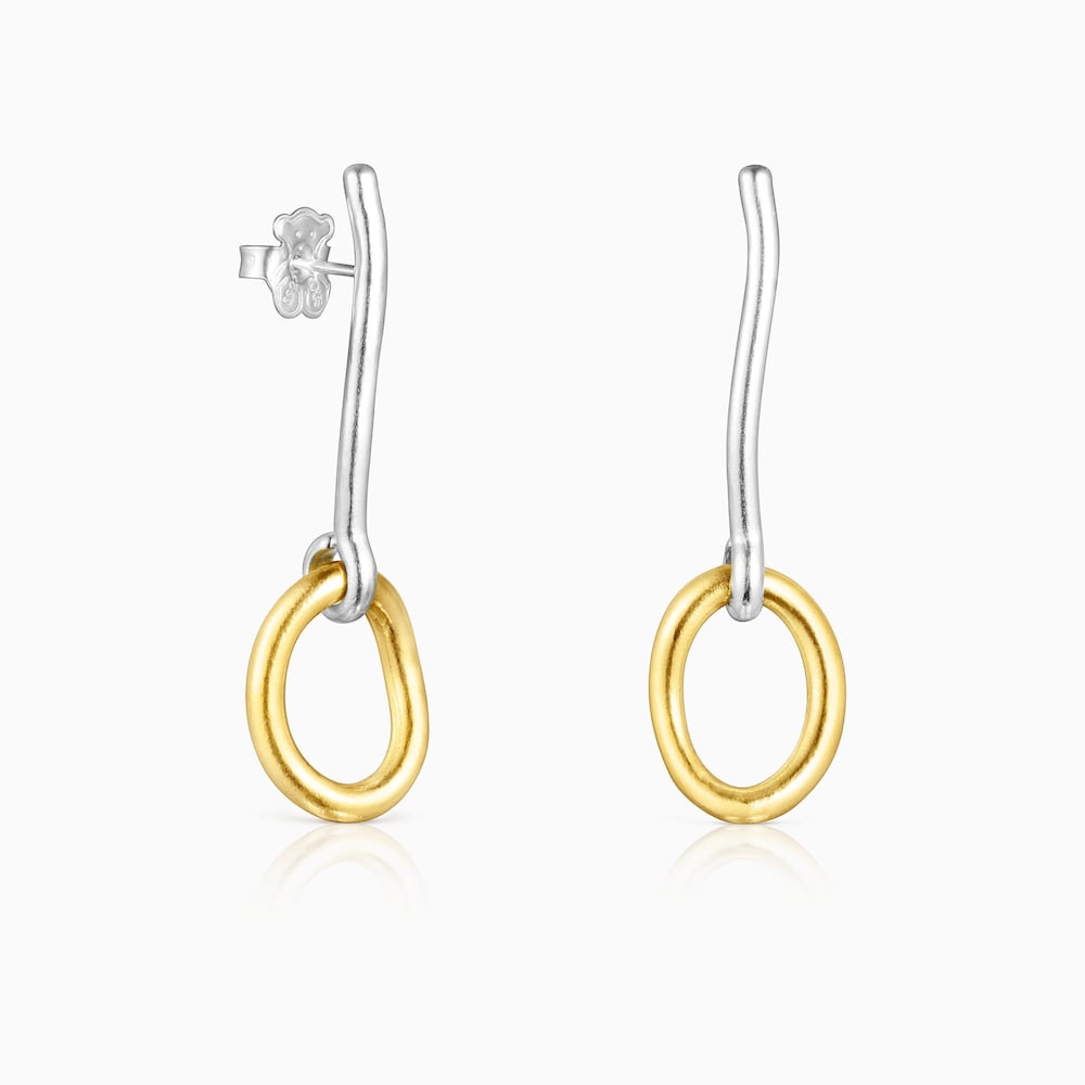 Pendientes bicolor con anilla con ba&ntilde;o de oro 18 kt sobre plata TOUS Hav