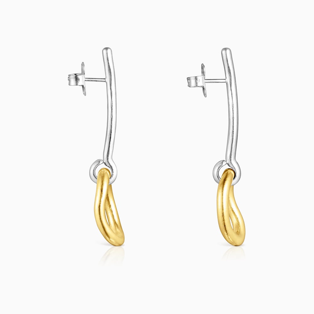 Pendientes bicolor con anilla con ba&ntilde;o de oro 18 kt sobre plata TOUS Hav