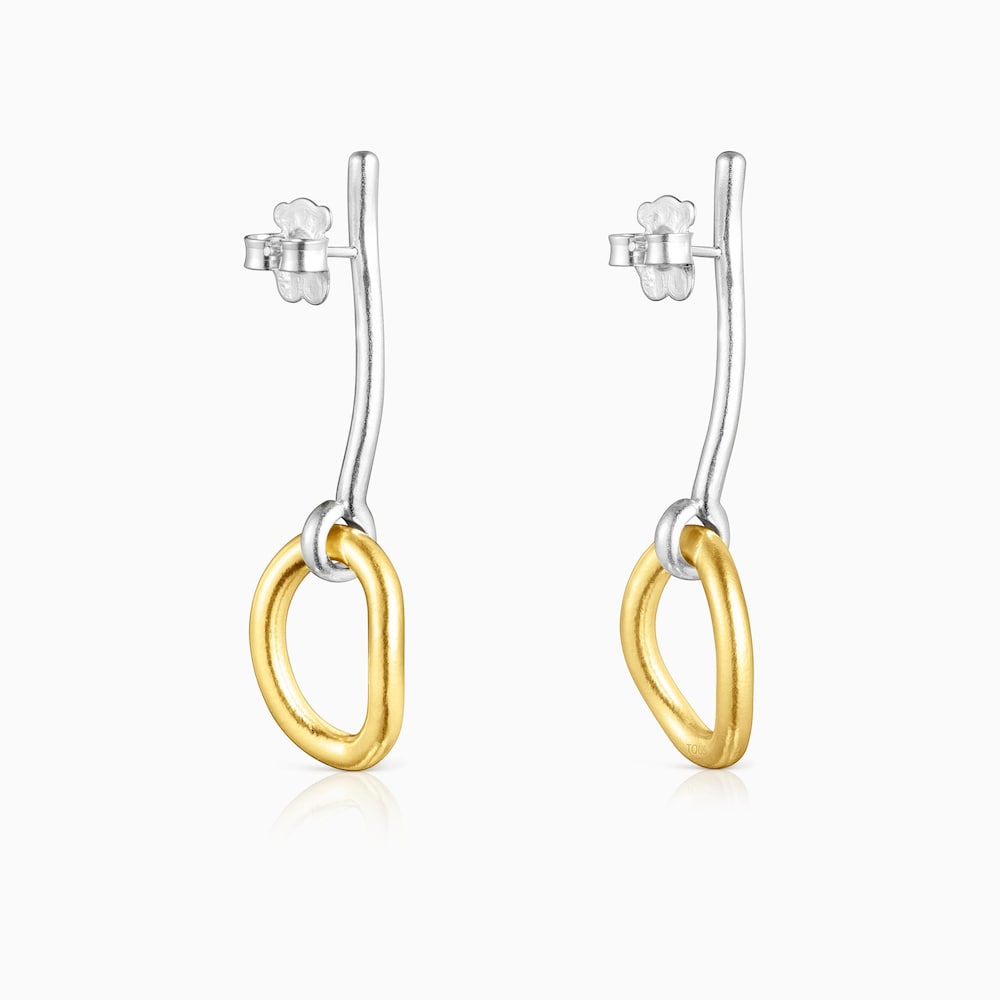 Pendientes bicolor con anilla con ba&ntilde;o de oro 18 kt sobre plata TOUS Hav