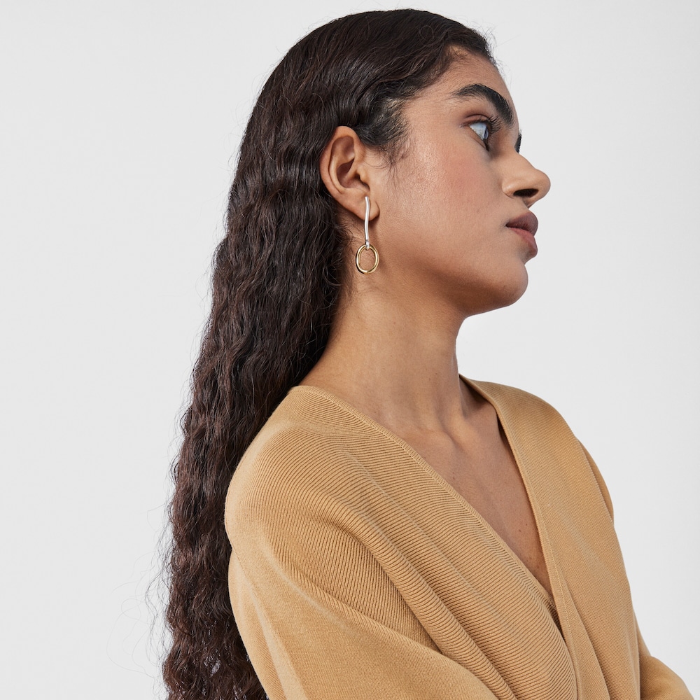 Pendientes bicolor con anilla con ba&ntilde;o de oro 18 kt sobre plata TOUS Hav