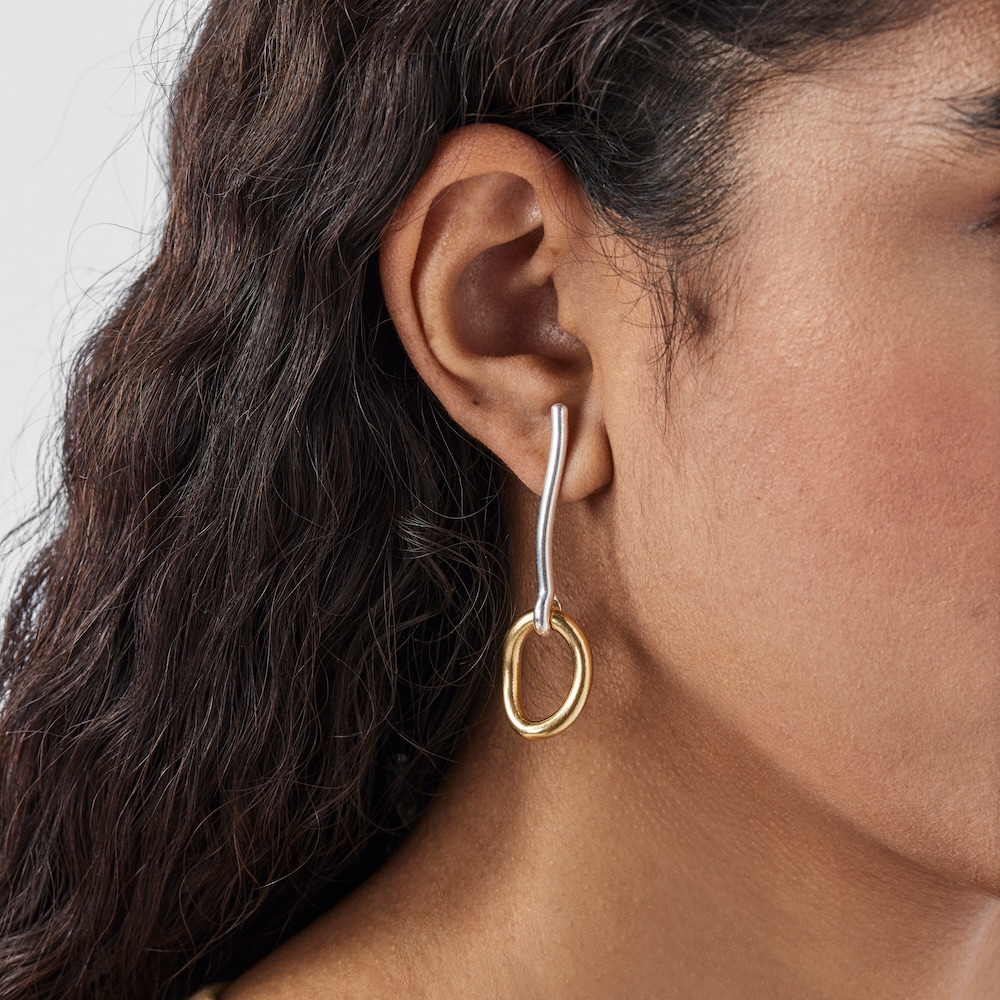 Pendientes bicolor con anilla con ba&ntilde;o de oro 18 kt sobre plata TOUS Hav