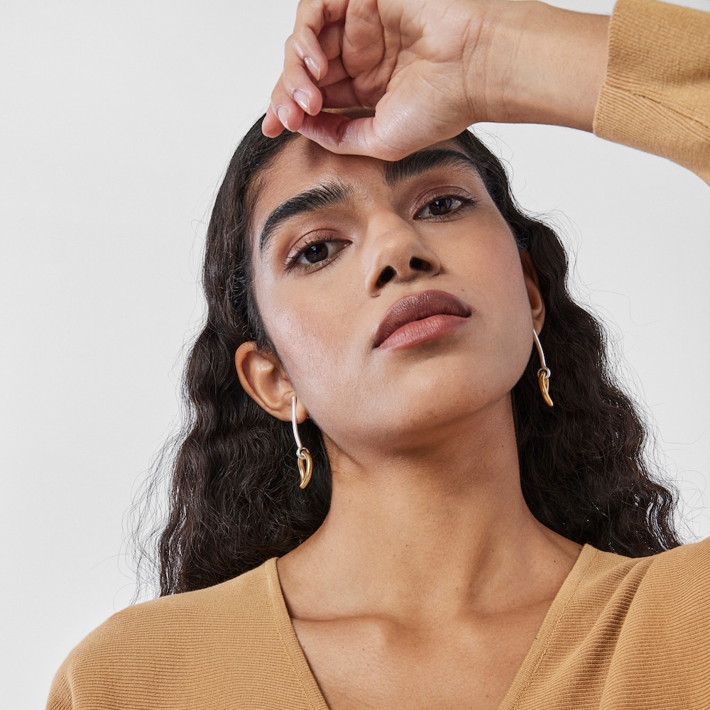 Pendientes bicolor con anilla con ba&ntilde;o de oro 18 kt sobre plata TOUS Hav