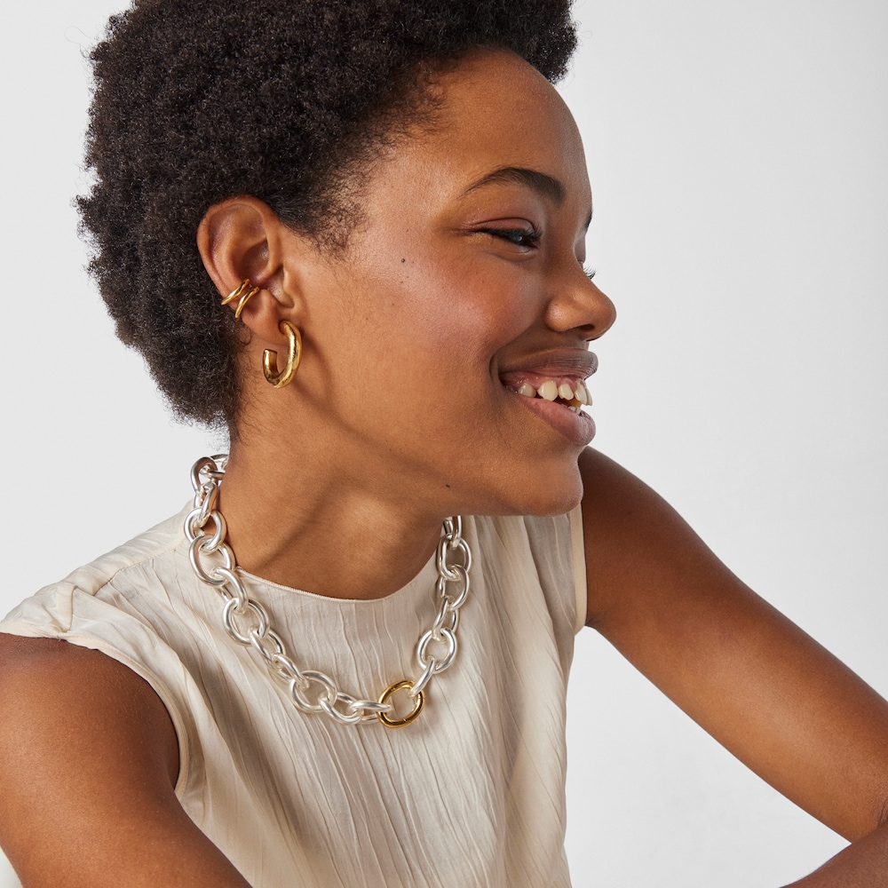 Earcuff con ba&ntilde;o de oro 18 kt sobre plata Hav