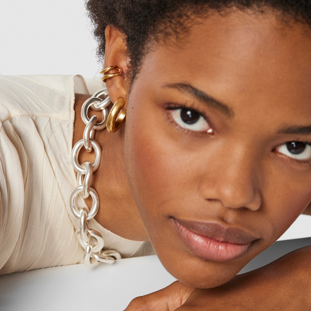 Earcuff con ba&ntilde;o de oro 18 kt sobre plata Hav