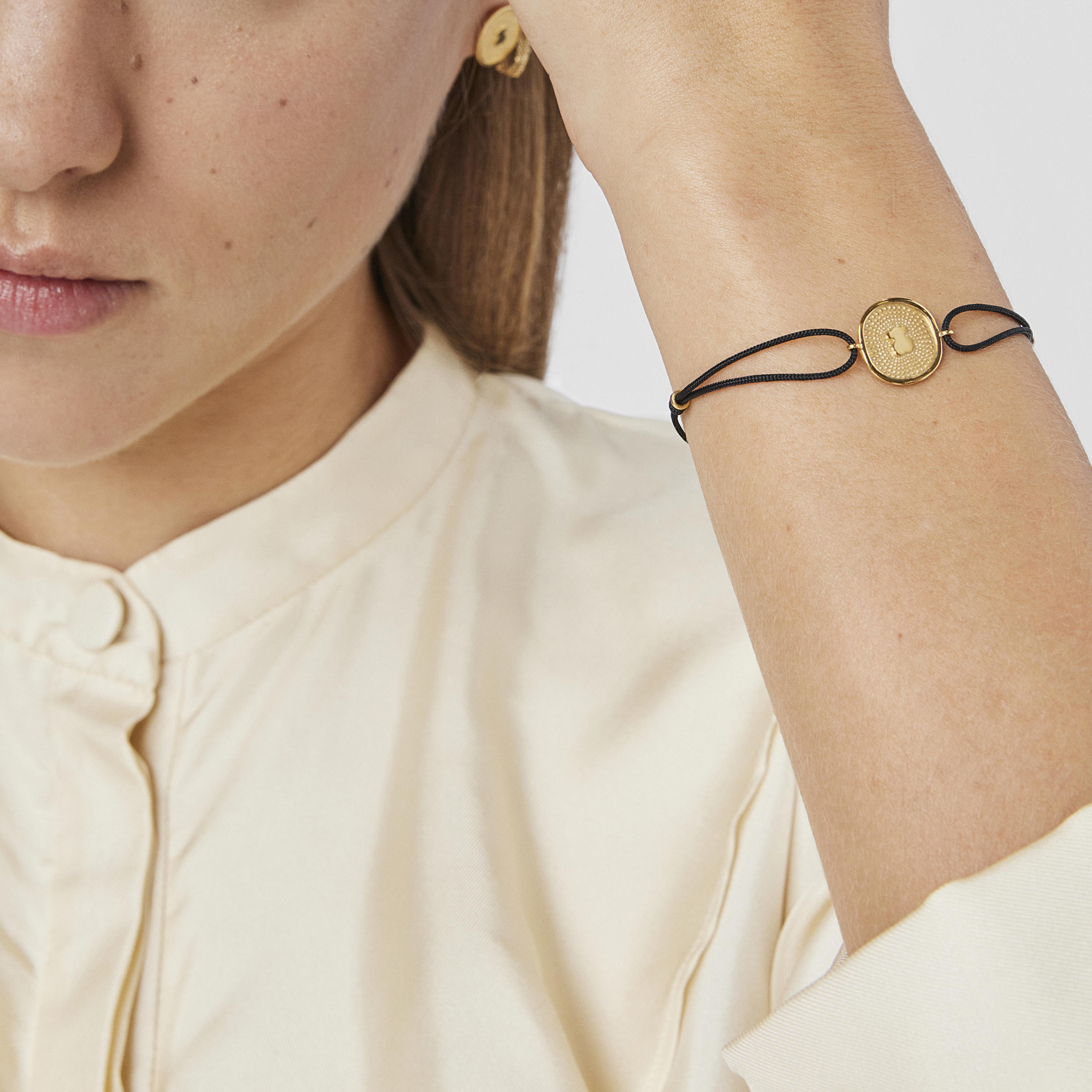 Nylon and 18K solid gold Oursin Bracelet