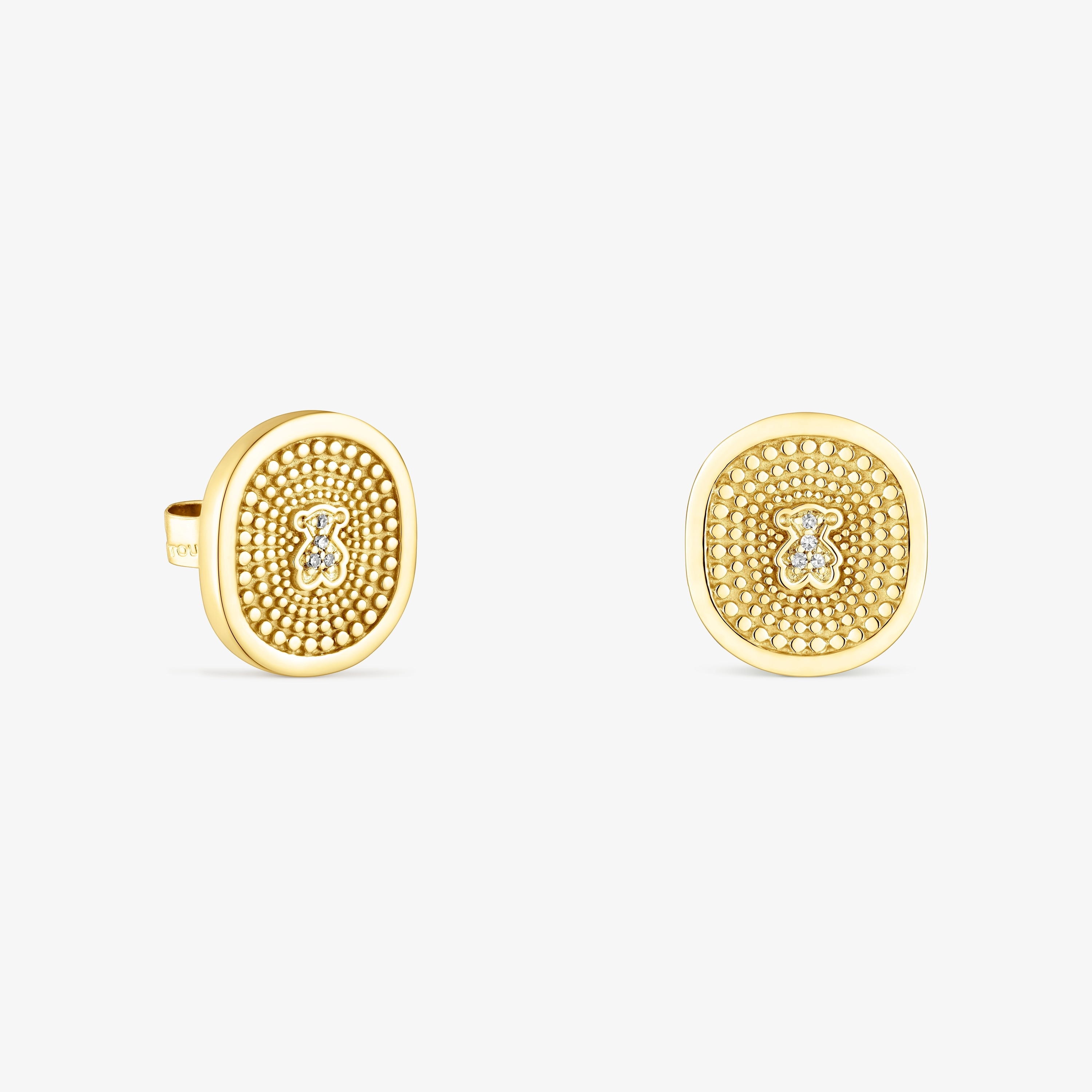 18K solid gold Oursin Earrings with 0.02ct diamonds