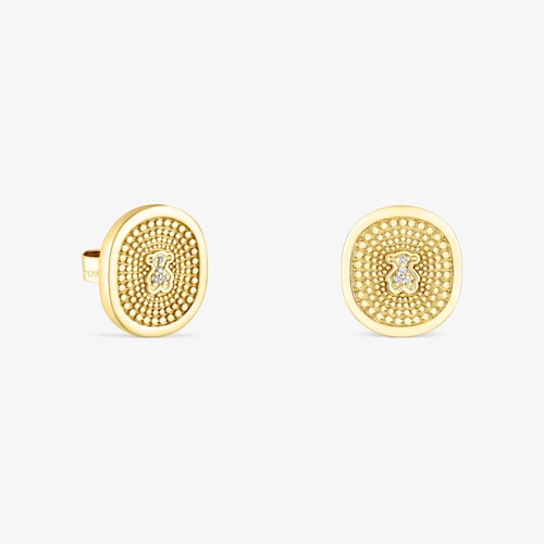 Aretes de oro con diamantes 0,02 ct Oursin