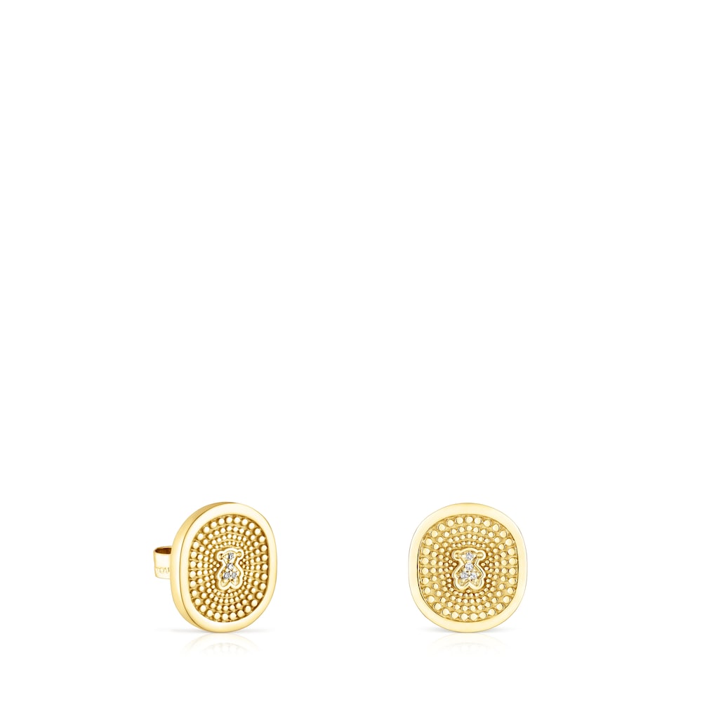 Gold Oursin Earrings with 0,02ct diamonds