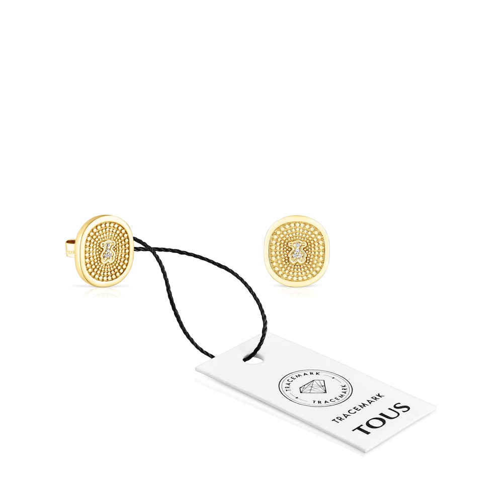 Gold Oursin Earrings with 0,02ct diamonds