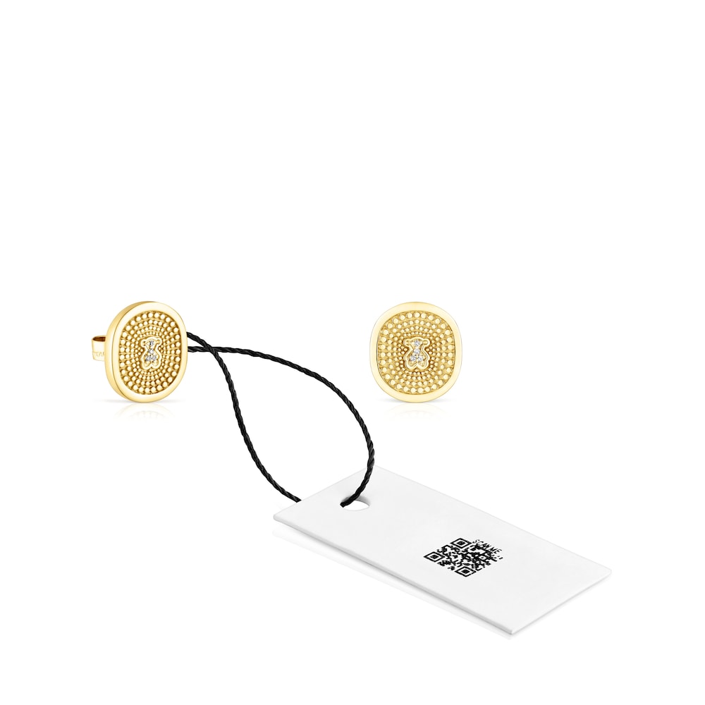 Gold Oursin Earrings with 0,02ct diamonds