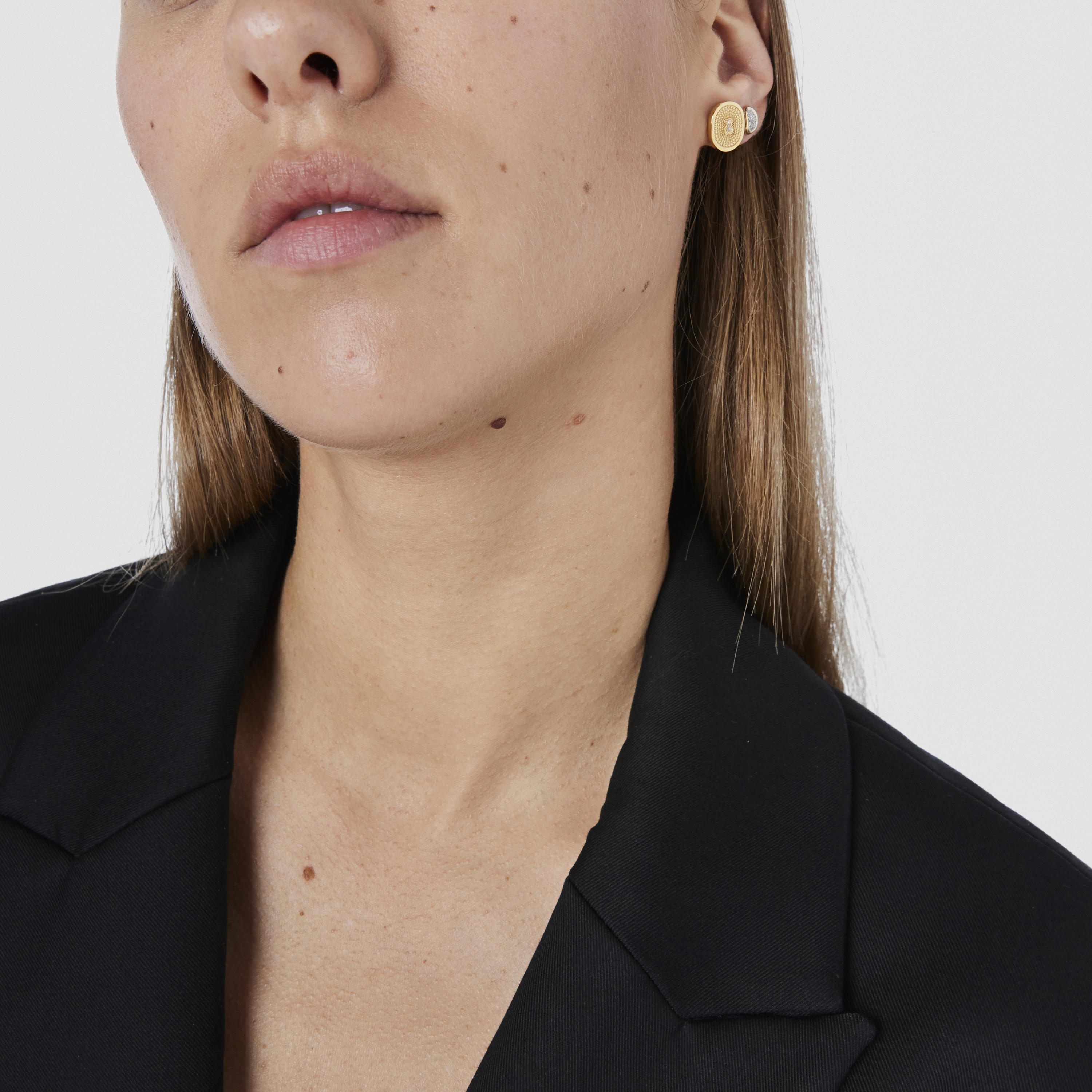 18K solid gold Oursin Earrings with 0.02ct diamonds