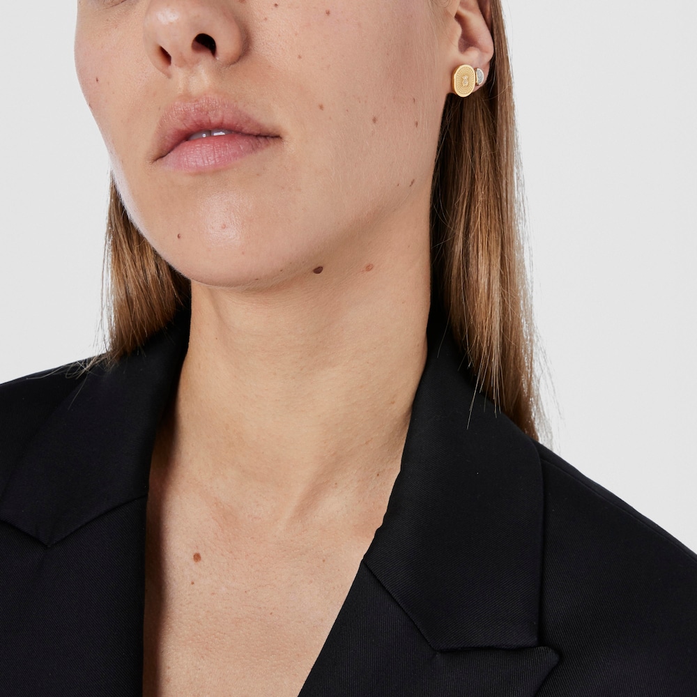Gold Oursin Earrings with 0,02ct diamonds